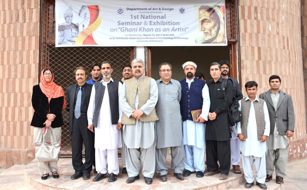 1st National Seminar on Ghani Khan as an Artist and Photographic Exhibition of his Painting. The Seminar was held on March 15, 2017 at SSAQ Museum of Archaeology & Ethnology, University of Peshawar. Prof. Dr. Syed Minhaj-ul-Hassan, Dean, Faculty of Arts & Humanities was the Chief Guest and Prof. Dr. Abaseen Yousafzai chaired the Paper-reading Session.