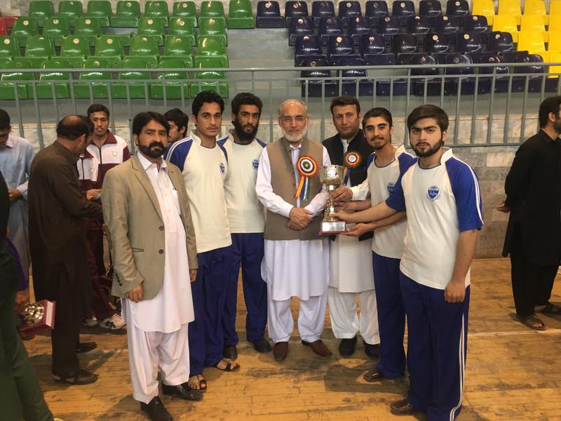College Football Team wins 3rd Position in Inter-Colleges BISE Peshawar Football Tournament. The Honourable Chairman, BISE Peshawar awarding the trophy to the captain of the Football team.