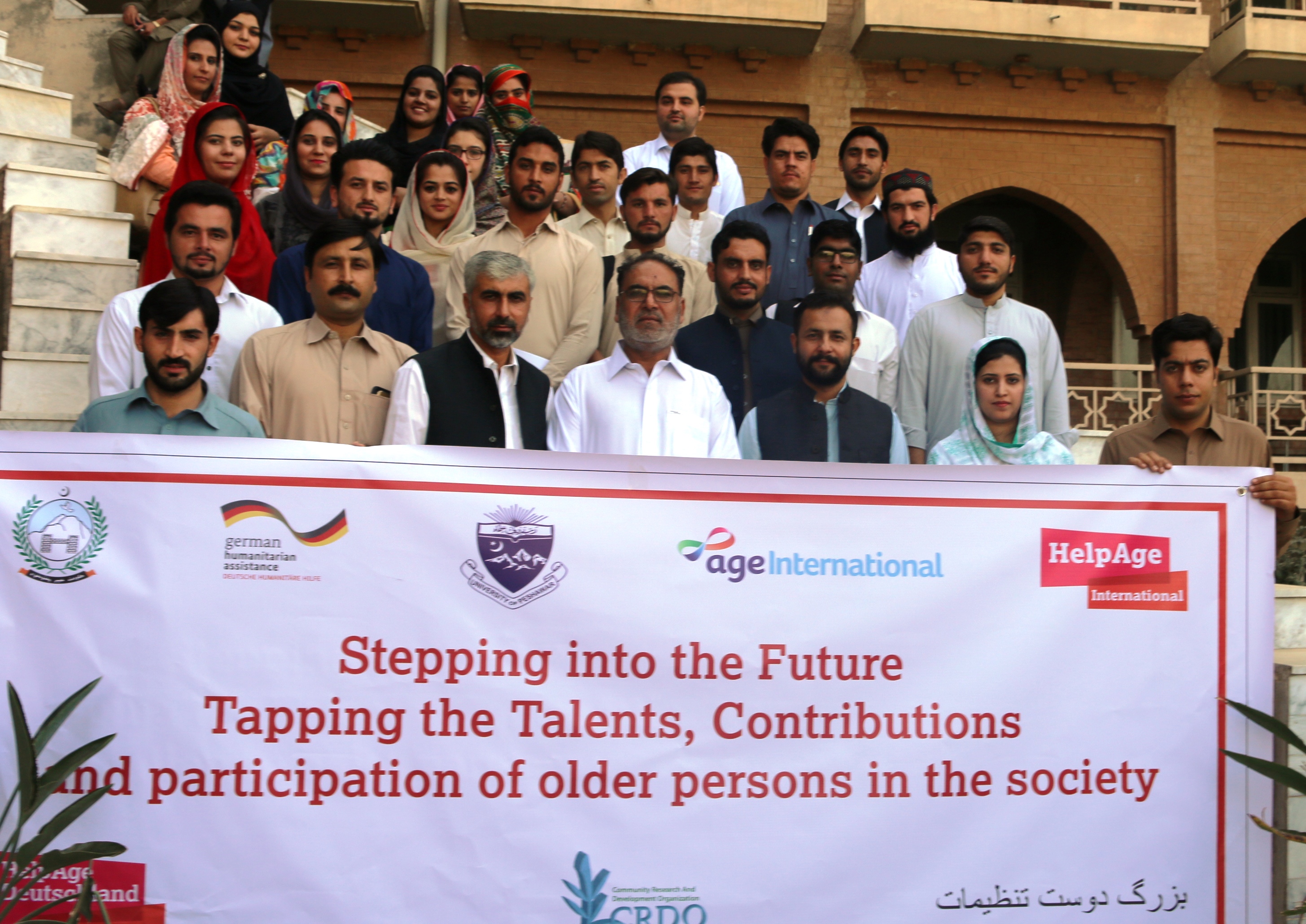 Department of Social Work University of Peshawar in collaboration with HelpAge International and Community Research Development Organization (CRDO) with support of by German Federal Ministry of Economic Cooperation and Development (BMZ) organized a seminar on �Stepping into the Future: Tapping the Talents, Contributions and participation of older persons in the Society�. 
Dr. Rasheed Khan, Chairman Social Work Department was the chief guest at the occasion; he welcomed the participants and cong