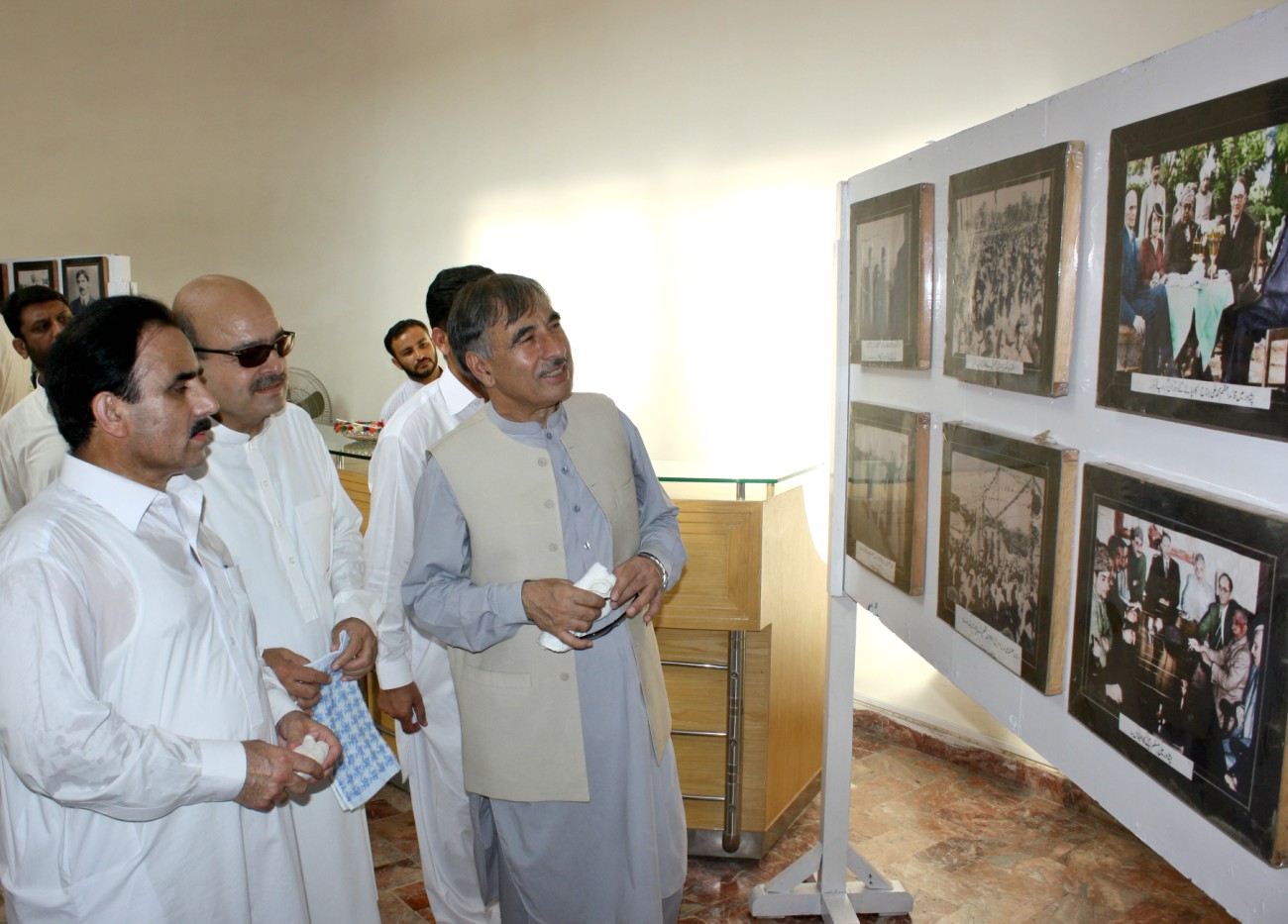 Vice Chancellor UoP Prof. Dr. Muhammad Rasul Jan visiting photo exhibition on Independence movement on the occasion of 69th independence day of the country at the University of Peshawar