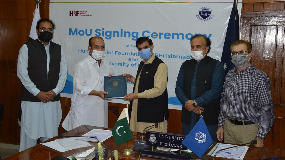 University of Peshawar inked MoU with the Human Relief Foundation (HRF)-Islamabad on 28/04/2021 for a period of three years with the aim to collaborate for the sustainable development through volunteerism and education