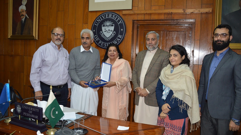Pro Vice Chancellor University of Peshawar Prof. Dr. Johar Ali is honouring Dr. Azra Qureshi and Dr. Zafar Qureshi through  Fundraising office initiative, for commencing Dr. Alawi scholarships awards for students of Institute of Education & Research on 19th  November, 2019.