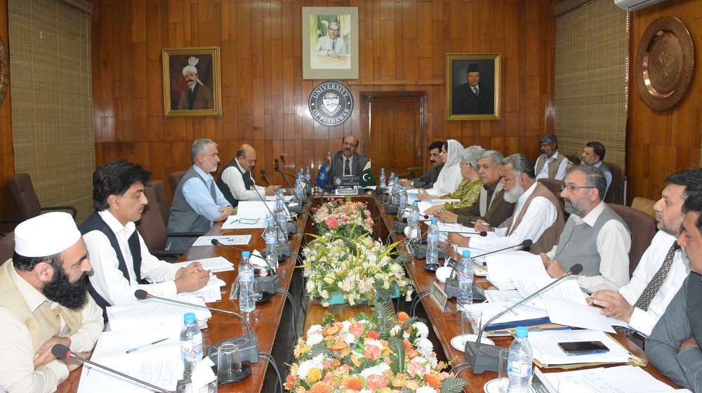 The Vice Chancellor University of Peshawar Prof. Dr. Muhammad  Asif Khan  is presiding over the 429th meeting of Syndicate held on 31st march, 2019 to deliberate on remaining agenda of Syndicate of 21st March, that decided on work-load policy among other key decisions.