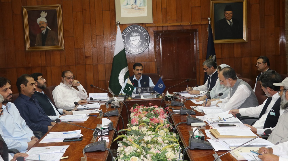 Vice Chancellor Prof Dr Muhammad Idrees is presiding over the meeting of syndicate at committee room.