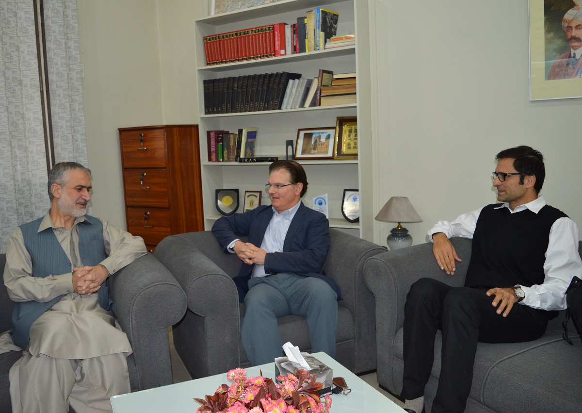 Crispin Bates, Professor of Modern and Contemporary South Asian History at the University of Edinburgh called on Pro VC/ Acting Vice Chancellor, University Of Peshawar , Prof. Dr. Muhammad Abid, in his office on Thursday.