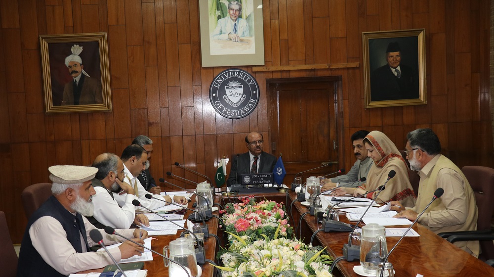 Vice Chancellor University of Peshawar Prof. Dr. Muhammad Asif Khan is chairing a key meeting of Finance and Planning Committee to review the budgetary allocation for Higher Education Commission projects posts on 07th November, 2018.